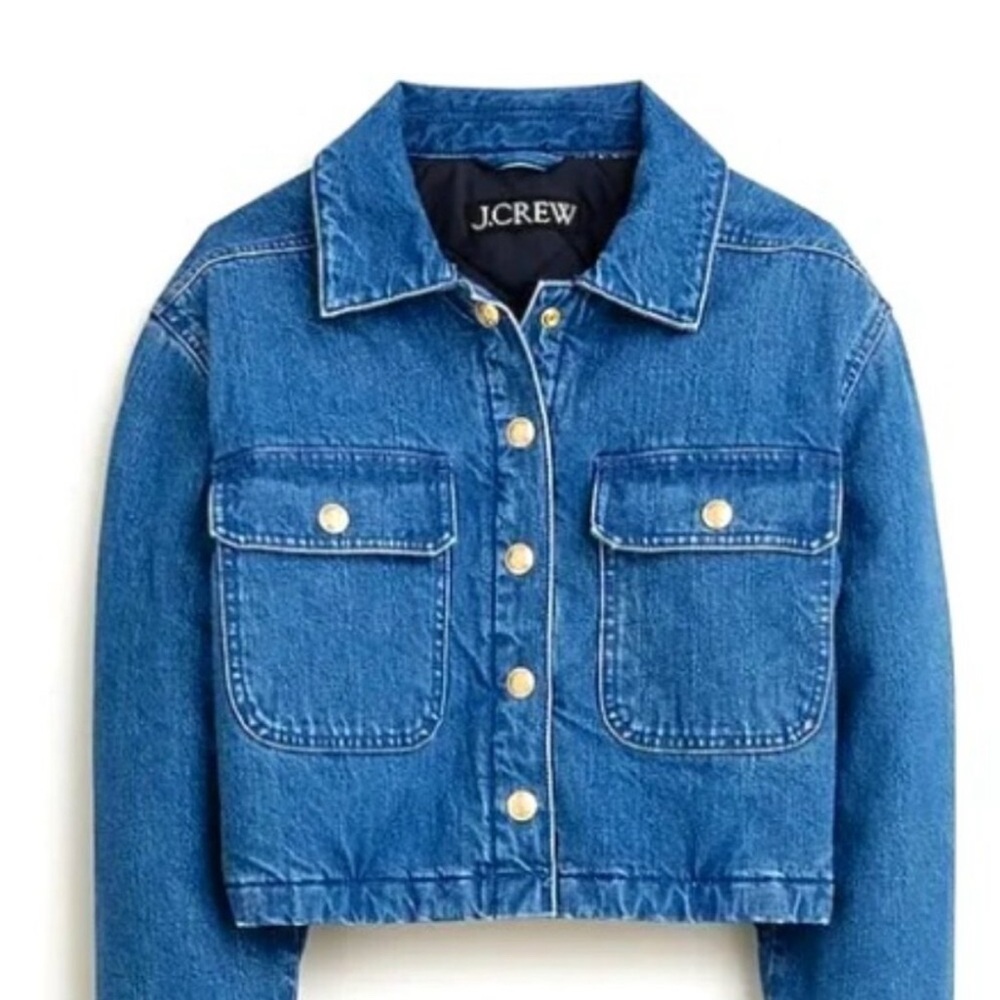 J. Crew Blue Denim Jean Puffer Jacket